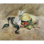 (lot of 2) American School (19th century), Still Life with Grapes and Still Life with Hat and