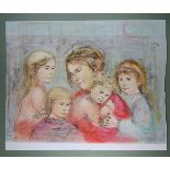 (lot of 3) Edna Plotkin Hibel (American, 1917-2014), "Agea" and (2) Family Portraits, lithographs in