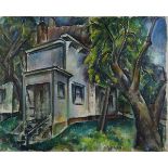 (lot of 2) House in the Woods and House on a Hillside, oils on canvas and board, one signed "Blanch"