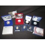 A quantity of Sterling silver £5 and £1 collectable proof coins