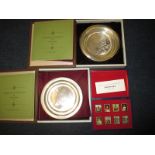 Three sterling silver commemorative items in original boxes