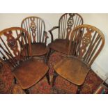 4 Antique wheel back chairs