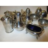 A quantity of Sterling silver and plated cruet items