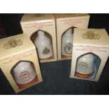 4 full bottles of Bells whisky in royal commemorative bell bottles