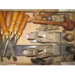 An assortment of vintage woodworking tools