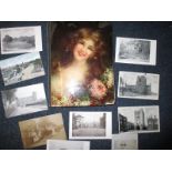 Over 150 postcards in album many topographical to include local interest