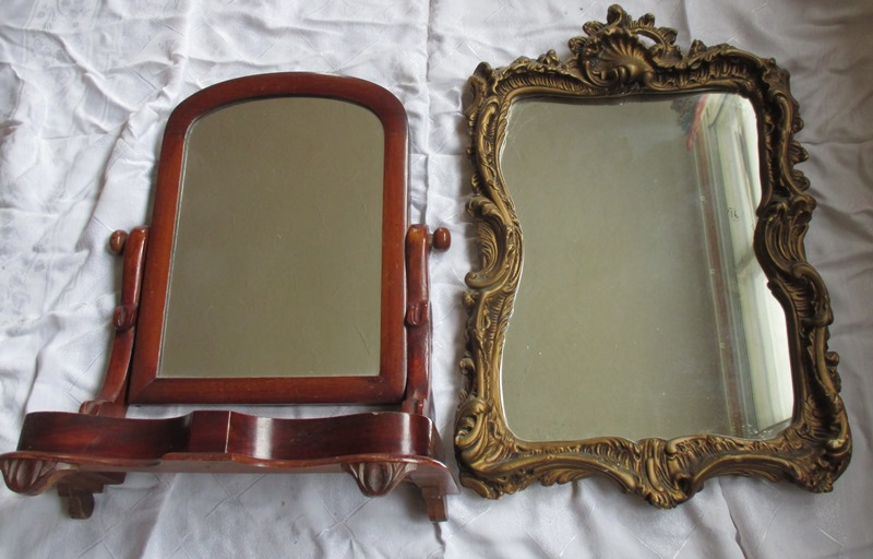 A 19th Century toilet mirror and a gilt framed wall mirror