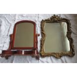 A 19th Century toilet mirror and a gilt framed wall mirror