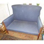 An Edwardian parlour sofa in blue upholstery