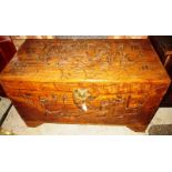 A large carved Camphor wood chest