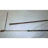 Two 19th Century walking sticks one an architects stick with concealed measure and spirit level