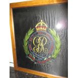 A framed regimental silk for the Royal Engineers