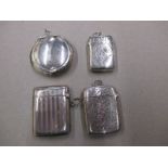 3 Sterling Silver vesta cases and a silver rouge pot