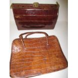 Two vintage crocodile skin handbags