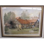 An early 20th century framed watercolour of a farm scene, signed l/r, J A Long