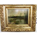 An early 20th century landscape oil on board, signed lower right C Noble