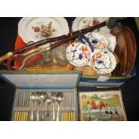 A quantity of clearance items to include Masons platters and a cased canteen of cutlery