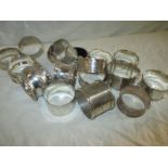 A quantity of assorted sterling silver napkin rings, approx. weight 300g