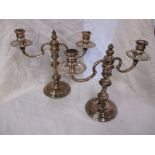 A pair of sterling silver 2 branch candlesticks