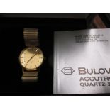 A 1978 gents 9ct gold Bulova Accutron watch in original box