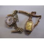 Two 9ct gold wrist watches each with gold straps