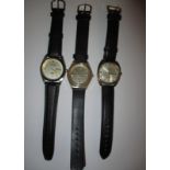 3 vintage gents leather strapped watches