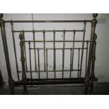 A Victorian brass and iron double bed with rails, boards and later spring frame