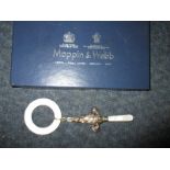 A Mappin & Webb, sterling silver and mother of pearl baby rattle