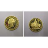 A 9ct gold replica of a Victorian Britannia coin, approx weight 32g