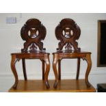A Pair Of Mid 19thC. Mahogany Hall Chairs