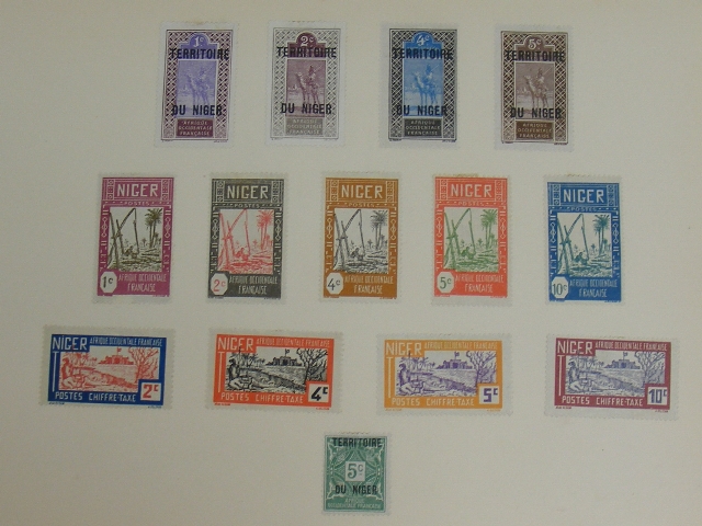 Niger Stamps, Early 20th, Hinged, Unfranked, Some Over Stamped, One Sheet