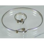 A Tiffany & Co. Silver & Gold Ring & Bangle Set