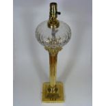 A Large Brass Cornithian Column Electric Lamp