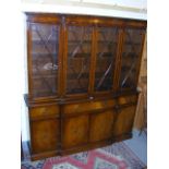 A Glazed Breakfront Secretaire Bookcase