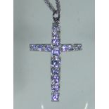 A Platinum Crucifix In Excess Of 5ct Of White Diamonds With 18ct White Gold Chain