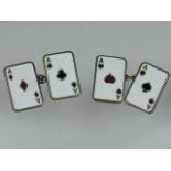 A Gents Pair Of Enamelled Playing Card Cufflinks