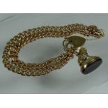 A 9ct Gold Ladies Bracelet & Dog Mounted Seal Approx. 44g