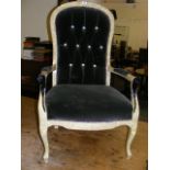 An Recently Upholstered Salon Chair With Decoupage Decor