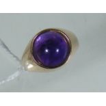 Large 14ct Gold Cabochon Amethyst Ring