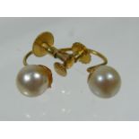 A Pair Of 9ct Gold Mounted Pearl Ear Rings