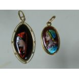 Two Limoges Enamel On Gold Pendants, Signed