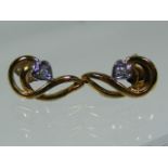 A Pair Of Ladies 9ct Gold & Diamond Ear Rings