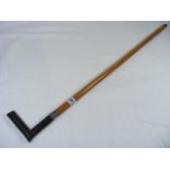An Antique Chinese Walking Cane With Silver Collar