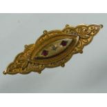 An Antique 9ct Gold Brooch With Garnet & Diamond