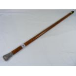 A Gents Malacca Walking Cane With Embossed Silver Knop