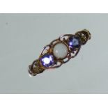 A Ladies 9ct Gold Opal & Sapphire Ring