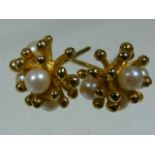 A Pair Of Ladies Gold & Pearl Ear Rings