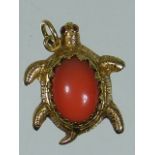 An 18ct Gold & Coral Pendant, Very Lightly Inscribed Sylvie To Verso