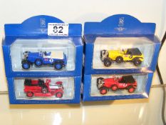 Four Boxed Diecast Rolls Royce Vehicles