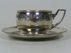 A French Silver Cup & Saucer